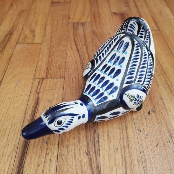 Vintage Other - Vintage Signed Tonala Stoneware Duck Figurine Handcrafted Painted Mexican Decor